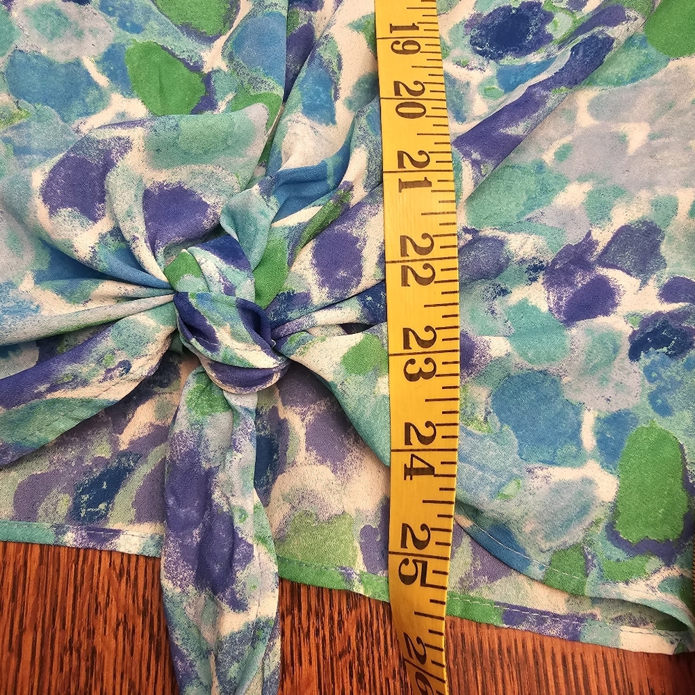 Rachel Zoe Tie Waist Watercolor Sleeveless Top - Picture 9 of 11